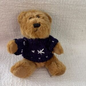 Vintage Hugfun Intl Stuffed Bear w/ Blue Snowflake Sweater